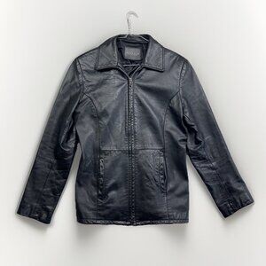 David Bitton Buffalo Back Leather Biker Moto Jacket Wom M Full Zip Canada Made *
